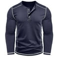 thumbnail image 6 of ZUKMRJPC Men's Crewneck Shirt Long Sleeve Fashion Button Solid Color Slim Fit Pullover Sweatshirts Lightweight Casual Sport Tops, 6 of 7
