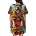 thumbnail image 6 of Susaid Meditating French Bulldog Print Women's Pajama Set, Button-Up Sleepwear with Elastic Waist Shorts, Perfect for Lounging, Yoga, Beach, and Casual Wear-4X-Large, 6 of 7
