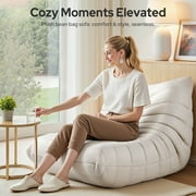 Cottinch Giant Bean Bag Chair Lazy Floor Sofa for Adults, Teens, Memory Foam Sofa Fireside Togo Chair Suede Lounger Couch for Living Room, Bedroom, White