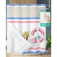 thumbnail image 2 of No Hook Shower Curtain with Snap-in Liner, Summer Beach Waterproof Fabric Bathroom Curtains, Ocean Coastal Slippers Stripes Coconut Bath Curtains & Mesh Top Window 66"x72", 2 of 6