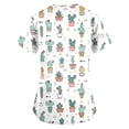 thumbnail image 4 of Iaqnaocc Scrub Tops Women Plus Size Cartoon Print Nurse Uniforms Fashion V Neck Side Slits Scrub Shirt Holiday Short Sleeve Medical Workwear with Pockets Khaki S, 4 of 5