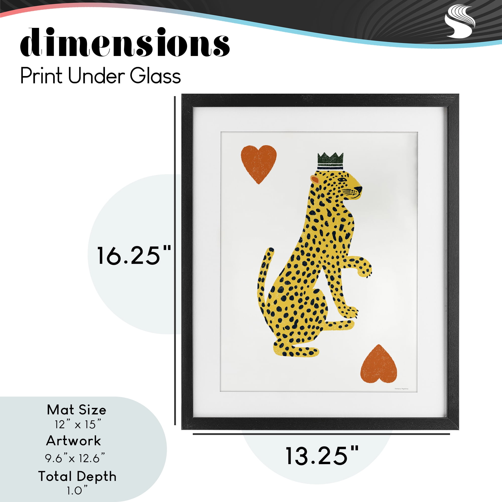 Leopard & Hearts Card Black Framed Print Under Glass, design by Svetlana Aleynikova