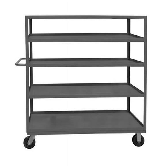 Durham RSC-2448-5-3K-95 14 Gauge Tubular Push Handled Rolling Service Cart with 5 Shelves & 1.63 in. All Lips Up, Gray