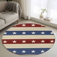 thumbnail image 2 of 4th of July Large Area Rugs for Bedroom Living Room, Soft Non Slip Carpet Bedside Rug, Blue Red Star Striped Independence Day Round Floor Cover Kitchen Accent Rug 4' for Dining Room/Office, 2 of 9