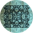 thumbnail image 1 of Ahgly Company Indoor Round Oriental Light Blue Traditional Area Rugs, 6' Round, 1 of 4