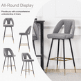 thumbnail image 5 of Velvet Fabric 29.5" Bar Stools with Nailheads and Gold Tipped Black, Modern Kitchen Stools with Wingback and Footrest, Upholstered Bar Chairs Solid Metal Leg for Kitchen (Set of 8), 5 of 8