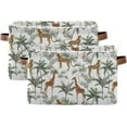 thumbnail image 2 of GZHJMY Storage Basket Tropical Retro Giraffe Foldable Canvas Laundry Baskets Bin Waterproof Inner Layer with Sturdy Handles for Toy Nursery Blanket Clothes 1 Pack, 2 of 7