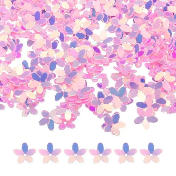 50 Gram Flower Loose Sequins, 10 mm Glitter Sequins Paillettes Bead for Clothing Accessories Embroidery Sewing DIY Art Crafts Supplies, Golden Pink
