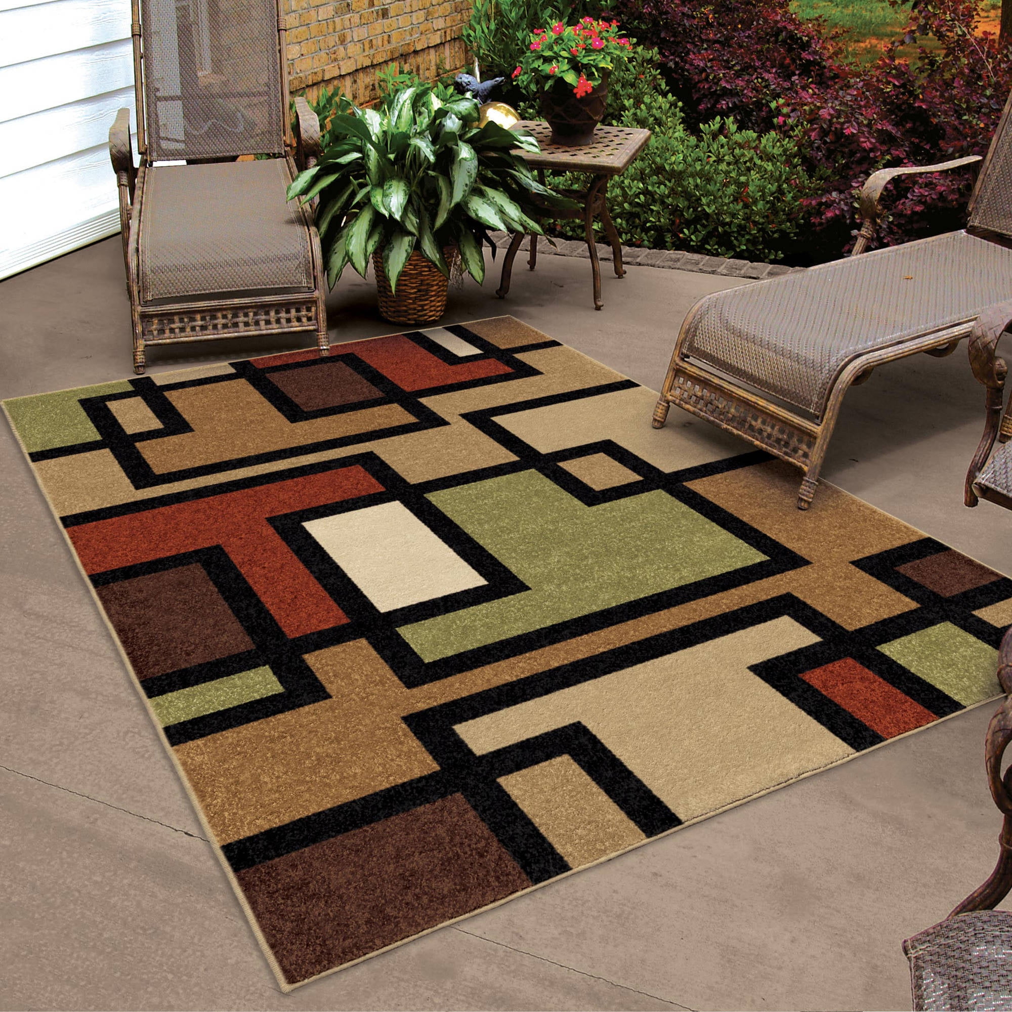 Orian Rugs Blended Blocks Multi Colored Area Rug Walmart