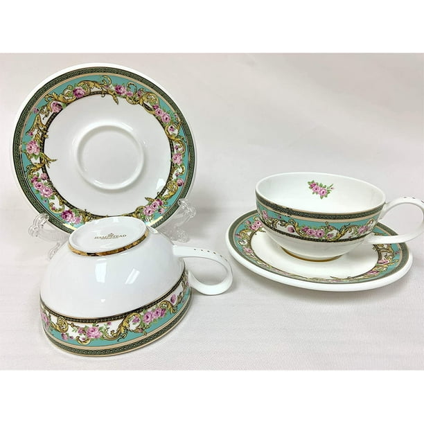 Hampstead Collection Green Designed Fine Bone China 15 pcs Tea Set