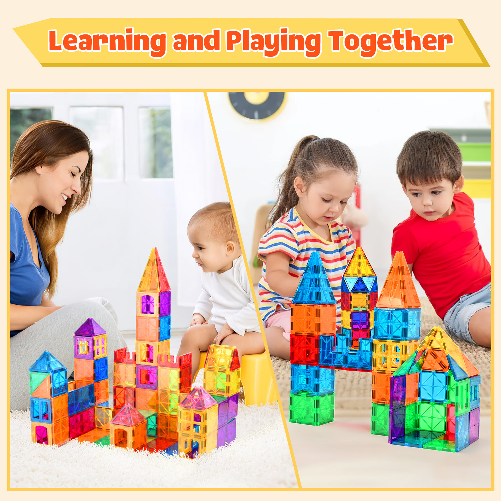 IYHN Magnetic Tiles Building Blocks, 62 Pieces, Ages 3+ photo 5