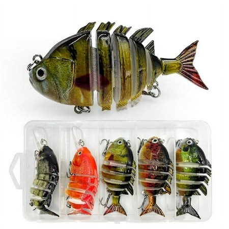 Zeiwohndc 5 Pcs Multi Jointed Swimbait Hard Baits Simulation Fish Tilapia Fake Baits