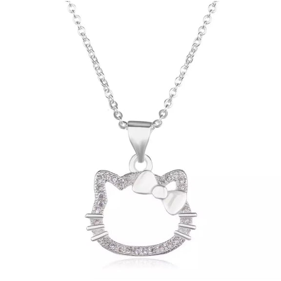 Brilliant Cut Lab Created Diamond VVS1/D Hello Kitty Pendant Necklace in Silver 925