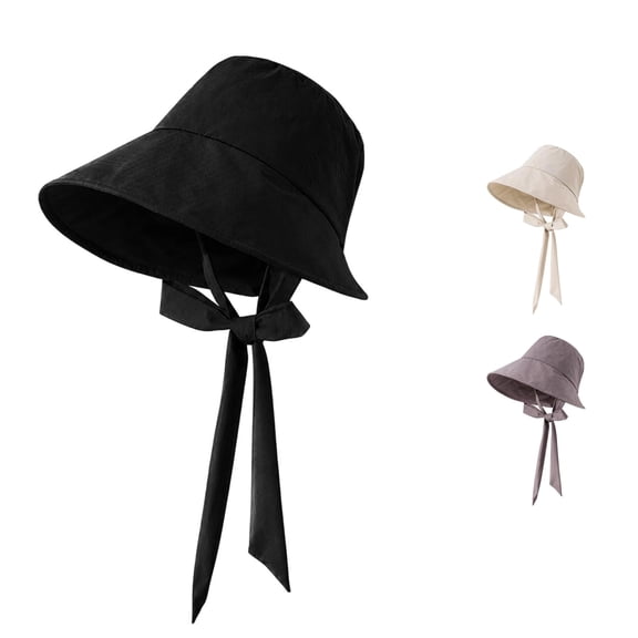 Women Wide‑Brim Bucket Sun Hat With Bow Strap Lightweight Breathable UV‑Protection Fisherman Cap Summer Outdoor Travel Beach Head‑Accessory