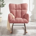 thumbnail image 2 of Miekor Furniture Glider Chair for Living Room Tufted Upholstered Teddy Fabric Rocking Chair with Metal Frame Accent Chair Pink No.7945, 2 of 8