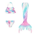 thumbnail image 1 of Luvoko Child Girls Straps Stylish Bikini Set with Cover Up 3Pcs, Mermaid Tail Bathing Suit Beach Skirt Ruffle Bikini Top Girls Spring Break Bathing Suit 3Piece Swimsuit for(Light Pink,10-11 Years), 1 of 6