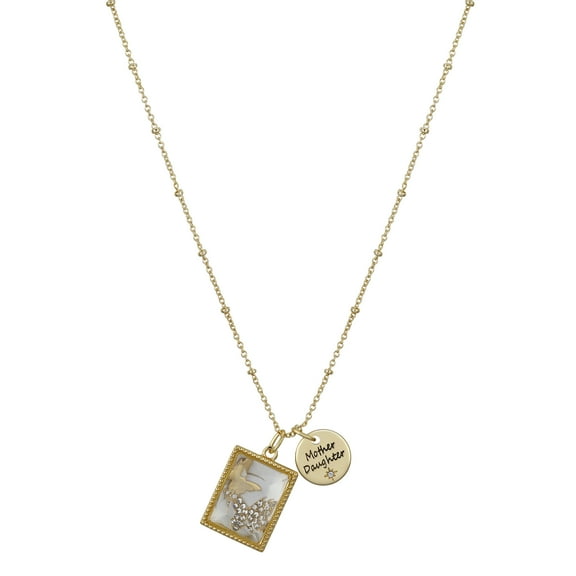 Believe by Brilliance Women's 14Kt Gold Flash Plated Crystal "Mother Daughter"  Necklace, 18 2" Ext