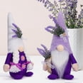thumbnail image 5 of 12" Lavender Easter Gnome Plush - Faceless Doll With Flowers - Swedish Tomte Ornament - Spring Holiday Purple Decor - Farmhouse Tabletop Elf Figurine For Kitchen Living Room Shelf, 5 of 6