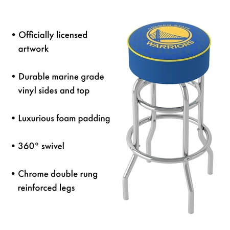 Golden State Warriors NBA City Padded Swivel Bar Stool - Blue, Gold