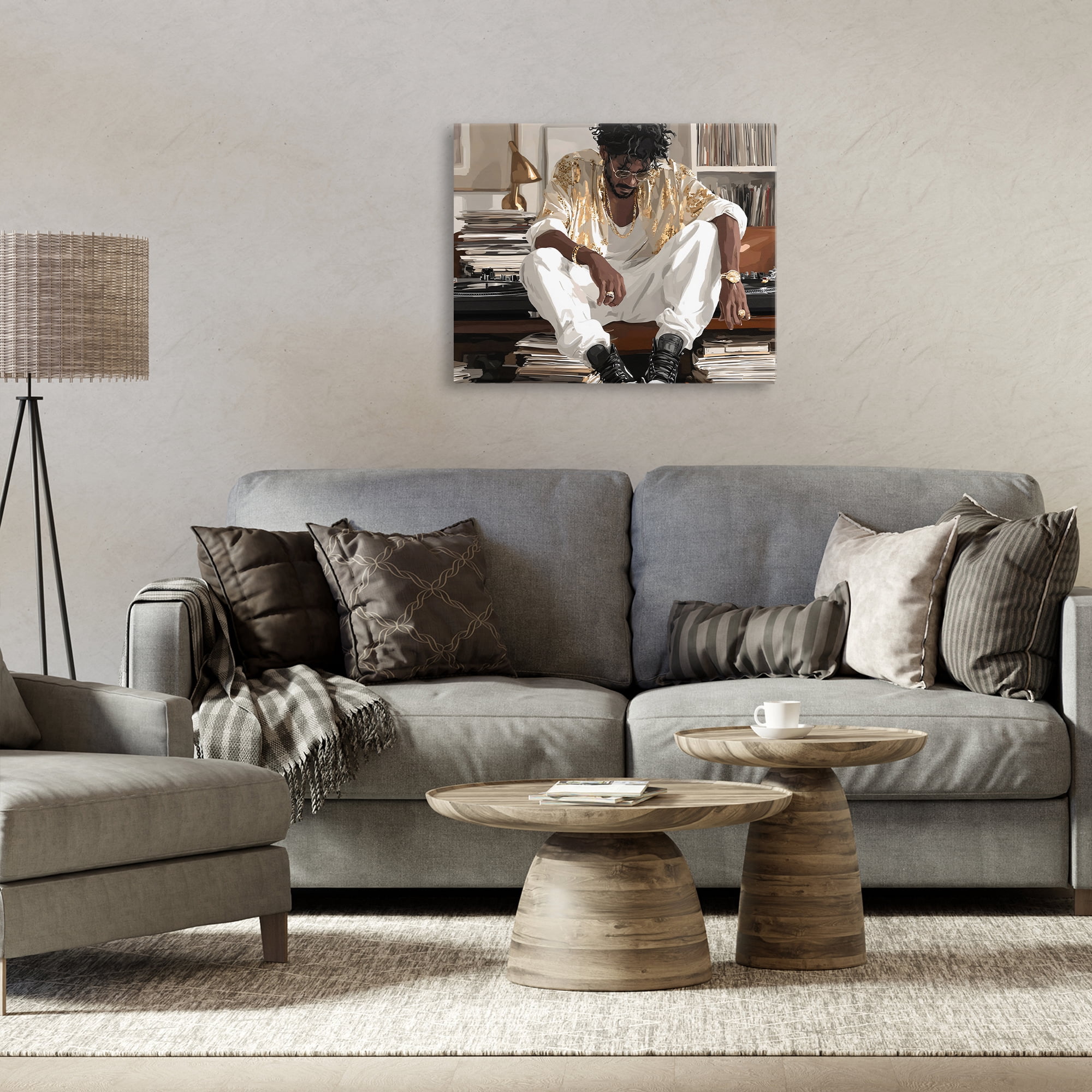 Stupell Industries DJ with Record Collection Canvas Wall Art, design by Franklyn Gregory