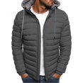 thumbnail image 5 of Ecqkame Mens Winter Coats Men's Solid Color Hooded Jacket Cotton Padded Jacket Fashion Cotton Padded Jacket Men's Warm Cotton Padded Jacket Gray A XXXL, 5 of 5