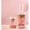 thumbnail image 1 of GXliwei-2 Piece Fluted Bedside Carafe Decanter Set - 26 oz Night Carafe with a 9oz Glass Cup Set, 1 of 5