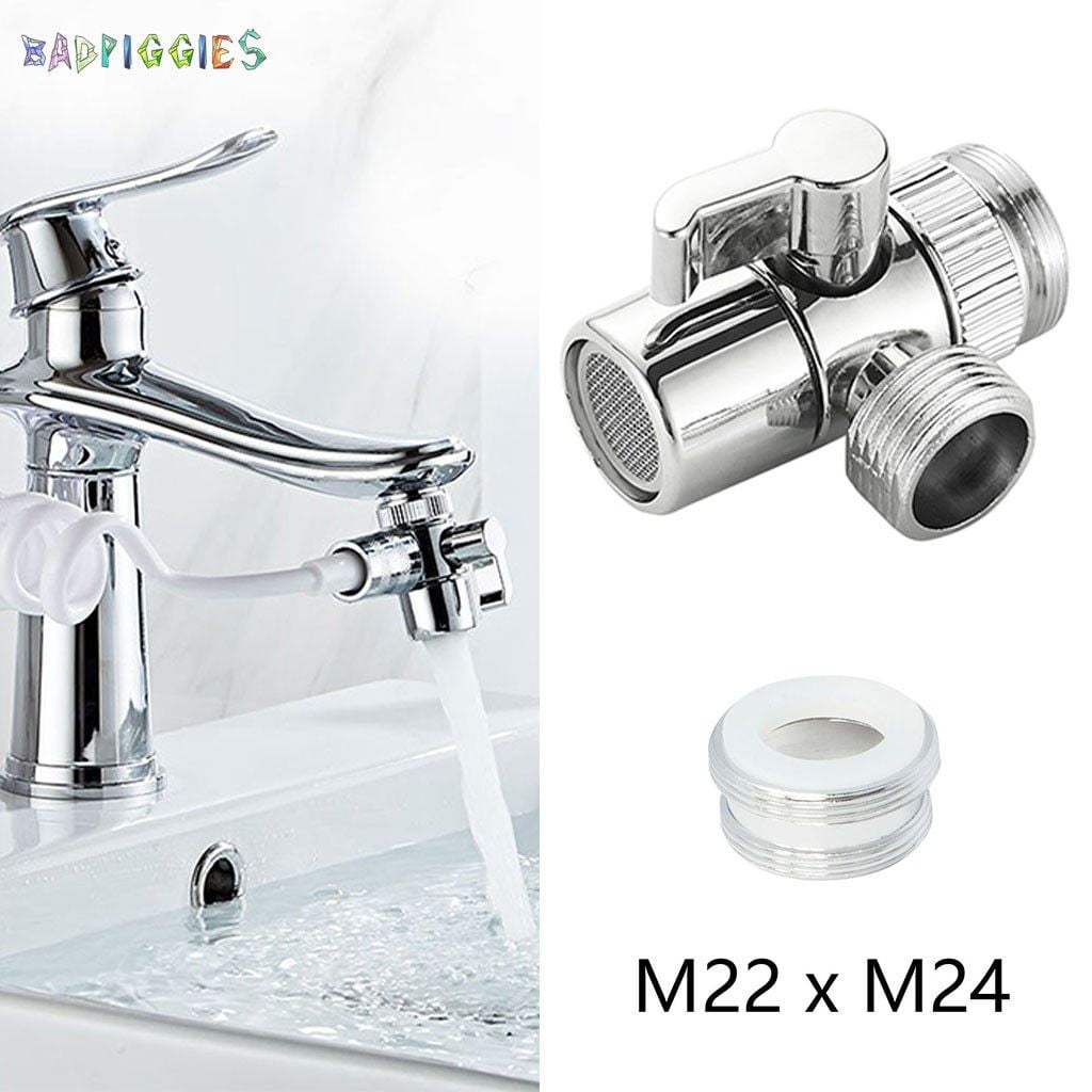 M22 X M24 Chrome Brass Sink Valve Diverter Faucet Splitter for Kitchen Bathroom 