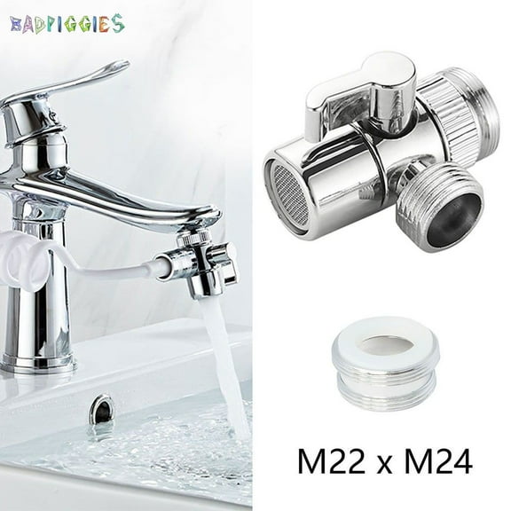 BadPiggies Brass Silver Kitchen Sink Splitter Valve Faucet Diverter