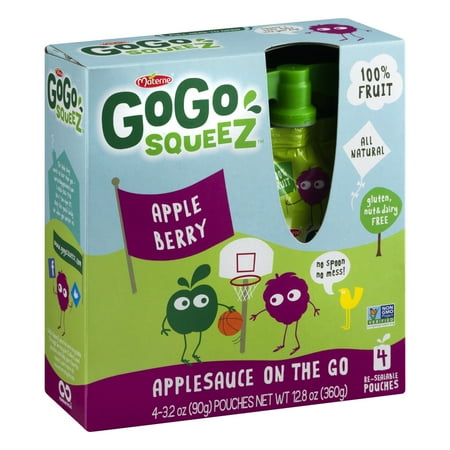 GoGo squeeZ AppleBerry Applesauce On The Go, 3.2 oz, 4 ct