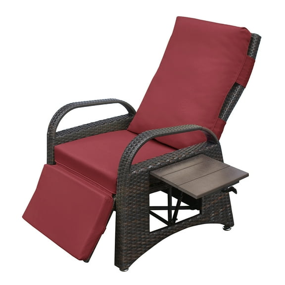 Patio Furniture Outdoor Recliner Chair,2 Buckle Adjustment Mechanism Reclining Lounge Chair and Removable Soft Cushion, with Modern Armchair and Ergonomic for Home, Sunbathing or Relaxation (Brown