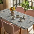 thumbnail image 3 of Blue Grey Seaports Table Cloths for 6 Foot Rectangle Tables, Vintage Ocean Anchor Shark Lighthouse Patio Waterproof Elastic Fitted Tablecloths, Washable Rectangular Table Cover for Camping, 3 of 8