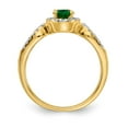 thumbnail image 2 of Solid 14k Yellow Gold Diamond and Emerald Green May Gemstone Engagement Ring Size 6 (.296 cttw.), 2 of 4
