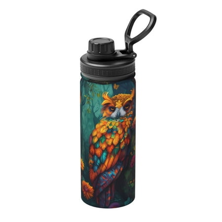 

Fuzoiu Colorful Owl Forest Print 18oz Sports Insulated Kettle Stainless Steel Vacuum Water Bottle Leakproof Sport Flask