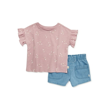 

easy-peasy Baby and Toddler Girls Ruffle Tee and Shorts Set 2-Piece Sizes 12M-5T
