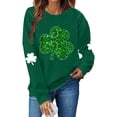 thumbnail image 5 of Craaazy St Patricks Day Sweatshirts for Women Round Neck Long Sleeve Shamrock Graphic Tops Gifts, 5 of 6