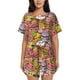 thumbnail image 1 of Balery Fruit-Flavored Ice-Cream Conjunto de Pijama para Mujer con Estampado, Dos Piezas de Manga Corta y Shorts, Ropa de Dormir Suave con Cuello Redondo y Bolsillos-4X-Large, 1 of 6