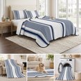 thumbnail image 6 of Quilts Twin XL Size, Navy Blue Striped Soft Comforter Bedding Set for Bed, Farmhouse Thin Vertical Stripes Modern Lightweight Quilted Bedspread with Pillow Cover(2 Pieces) for All Season, 68x98 Inch, 6 of 9