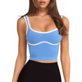thumbnail image 2 of Cropped Tank Tops for Women High Impact Push Up Racerback Sleeveless Contrast Binding Workout Yoga Gym Tanks, 2 of 7