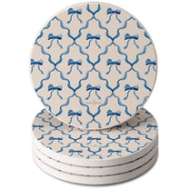 Thirstystone Blue Bows 4-Pack Round Stone Coasters