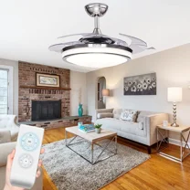 More Change 42" Modern Ceiling Fans with Light Remote Control Retractable Blades Chandelier