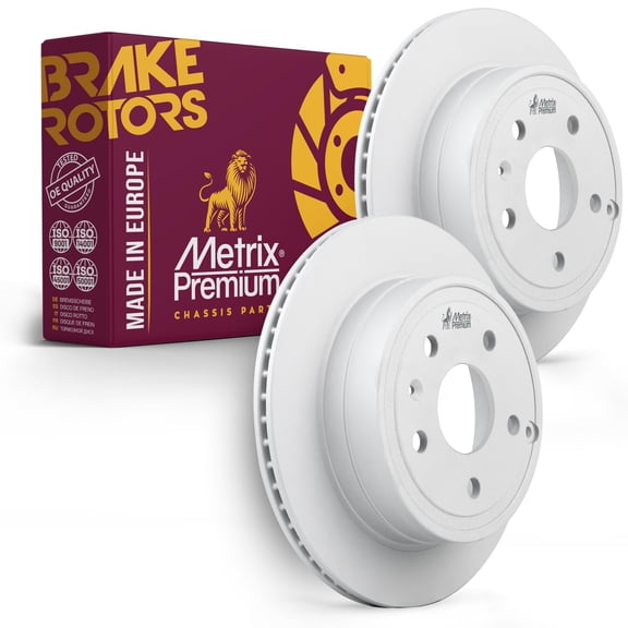 Metrix Premium Chassis Parts - 11.93 inch (303mm) 2 PC Rear Coated Vented Disc Brake Rotor Fits 2010-2017 Chevrolet Equinox, GMC Terrain, Replacement 09.A629.21, Made in Europe