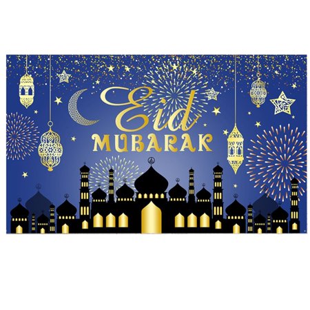 180x110cm Ramadan Background Cloth Wall Hanging Sparkling Eid Background Background Screen Photographic Prop Mubarak Decorative Background H