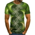 thumbnail image 1 of Fridja T-Shirts Grande Taille pour Hommes, Hauts Graphiques, T-Shirt de Printemps et d'Été, Mode Décontractée, Manches Courtes, Chemise Rétro Imprimée Géométrique 3D, Blouse pour Course, Randonnée, Escalade (Vert, G) (Vert, G), 1 of 4
