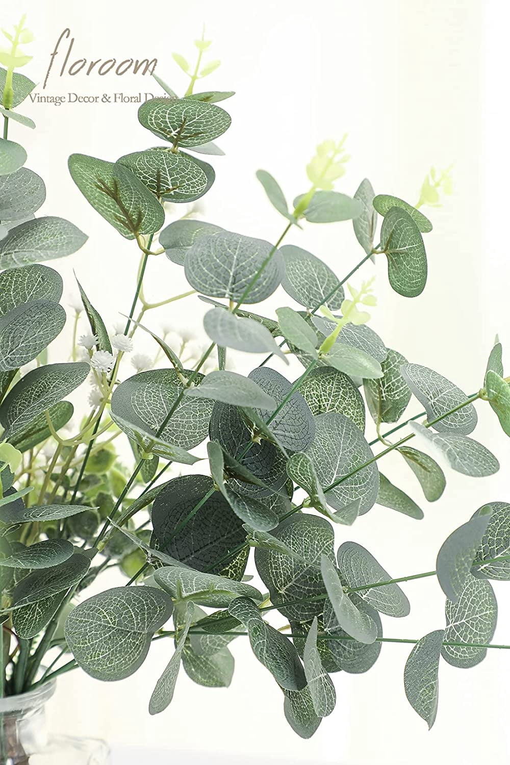 Artificial Flocked Eucalyptus Stems Faux Greenery Spray, 18pcs Best Filler Fake Plants for DIY Wedding Bouquet Centerpieces Arrangement