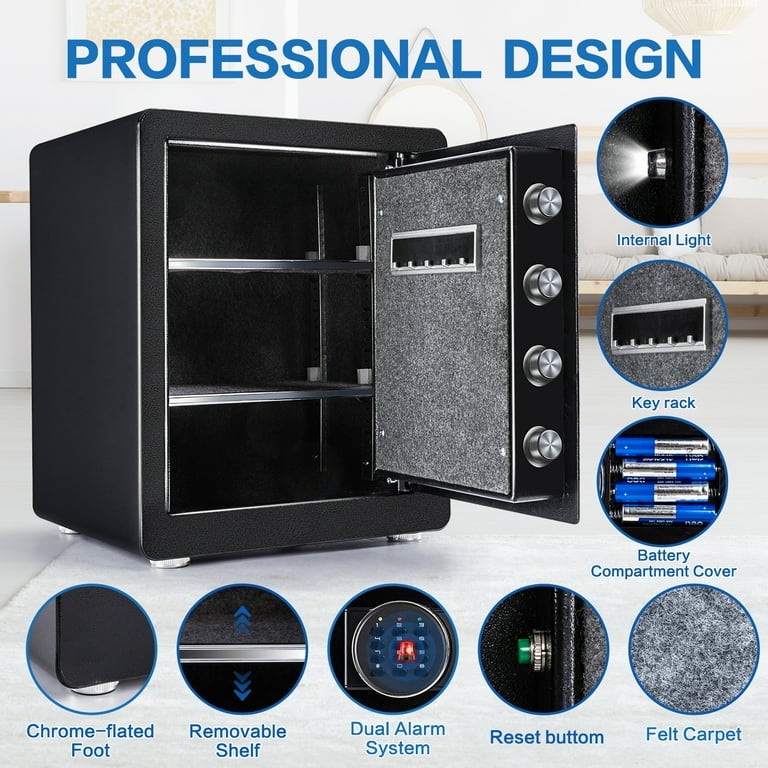 2.0 Cubic Feet Security Safe Box, Dual Alarm System,  W/Electronic Digital Keypad, LED Light for Home Office Hotel Use 15"D x 12.2W" x 17.7"H