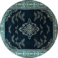 thumbnail image 1 of Ahgly Company Indoor Round Medallion Light Blue Traditional Area Rugs, 6' Round, 1 of 4