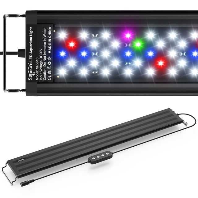 Lámpara LED para acuarios SEAOURA para plantas de 60 a 75 cm, 20 galones, con temporizador