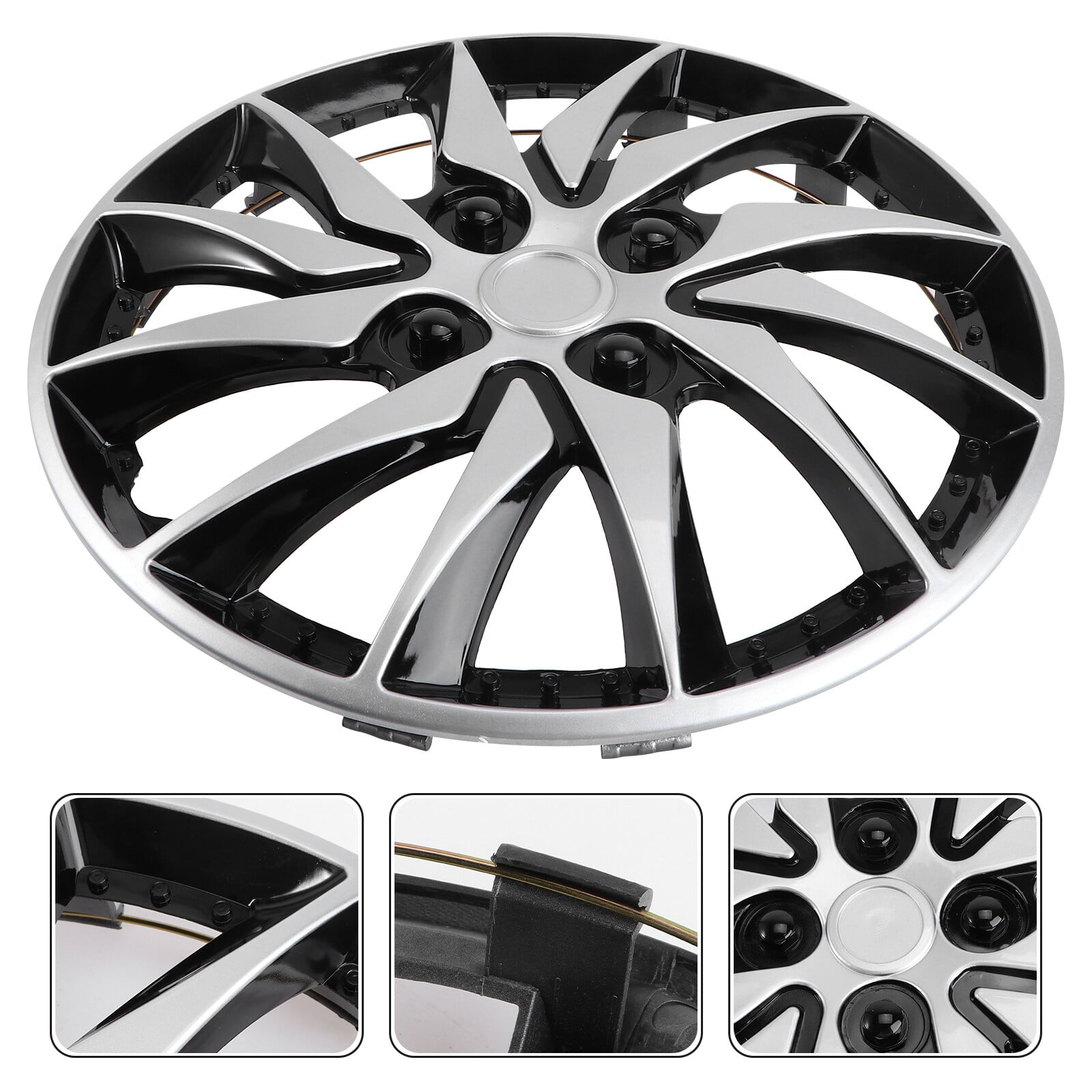 Homemaxs 14" Wheel Covers & Hub Caps Polypropylene Silver Black