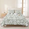 thumbnail image 3 of King Quilt Set 96''x106'', Green Leaf Flower Lightweight Bedspread Coverlet Set with 2 Pillow Shams, Vintage Farmhouse Bohemian Spring Breathable All Season Quilt Bedding for Bedroom/Guest Room, 3 of 9