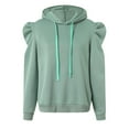 thumbnail image 6 of larppty Women's Trendy Puff Long Sleeve Drawstring Hoodies Trendy Fall Winter Casual Pullover Sweatshirts for Women 2025 (Light Green, M), 6 of 9